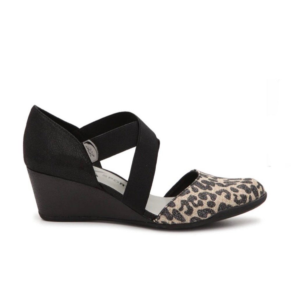 Anne Klein Sport Trista Leopard Print Wedge Pumps